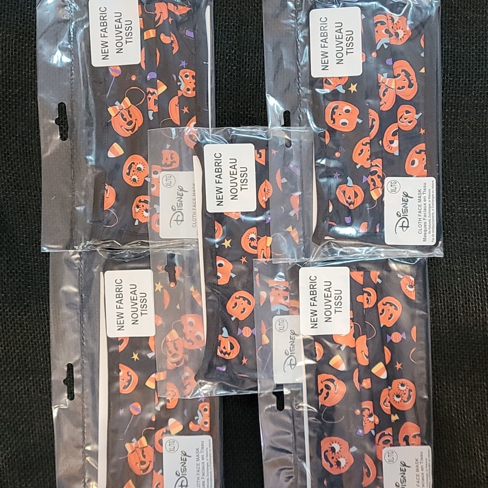 Disney Face Mask - Halloween - Mickey And Minnie Pumpkins - Black, set o…